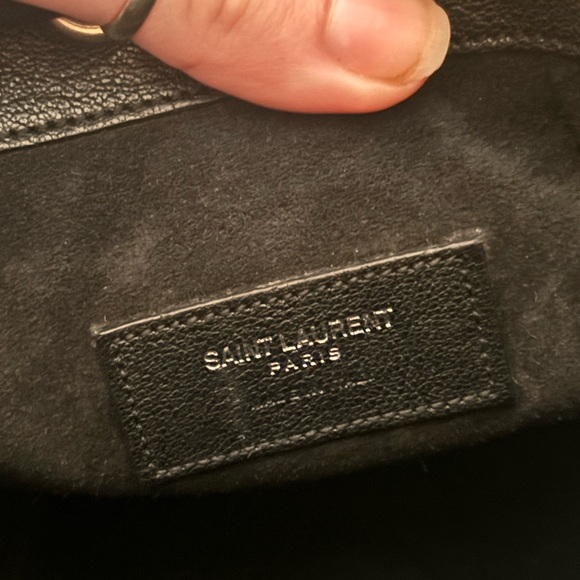 Saint Laurent Emmanuelle Small Black Leather Star Studded Fringe Bucket Bag